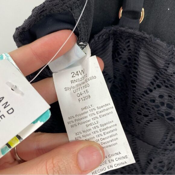 Island Escape Women’s Layered Lined Lace Tankini Swim Tank Top size 24W - Picture 4 of 4